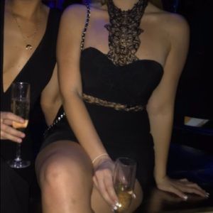 Black lace top dress